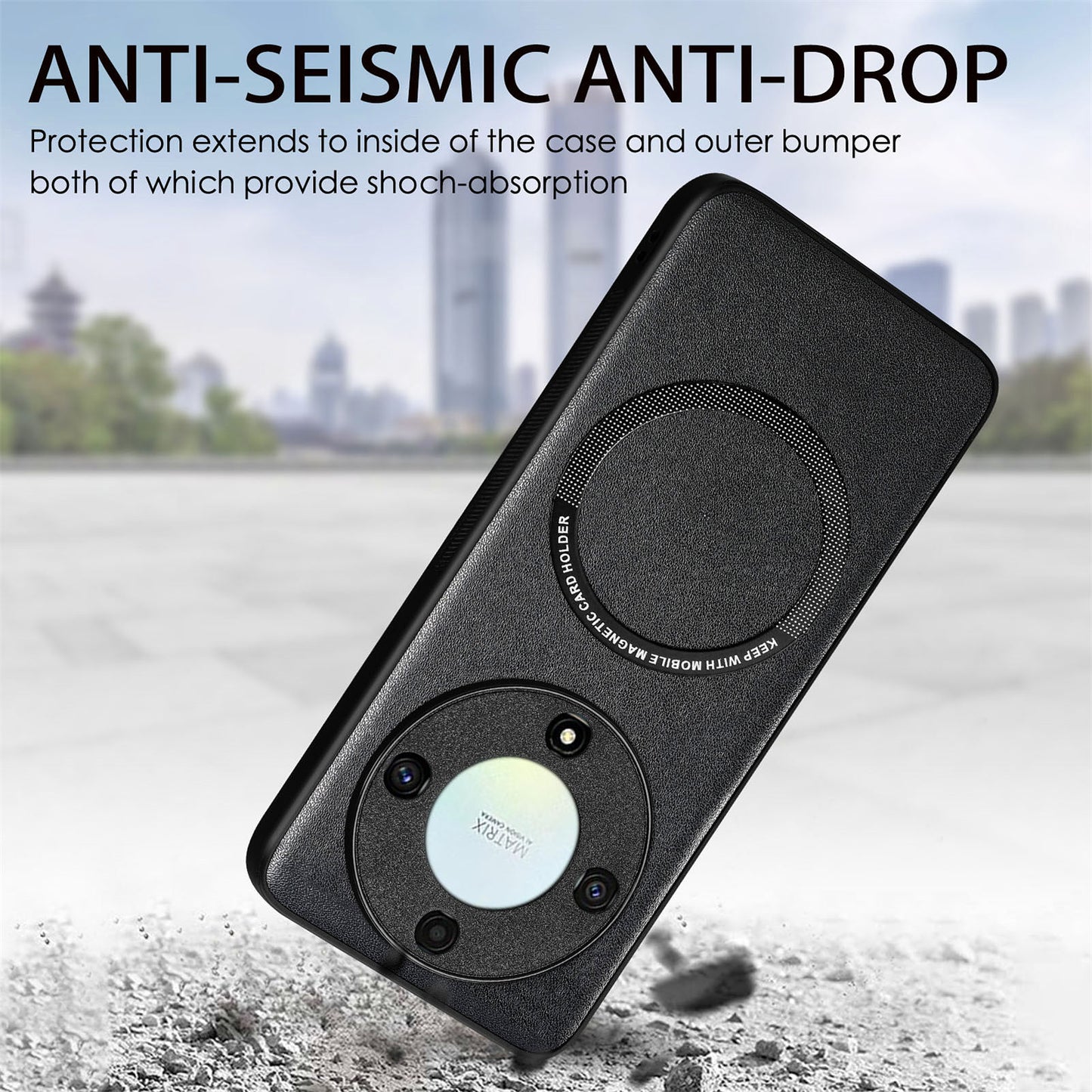 For Honor X9a 5G / Magic5 Lite 5G Magnetic Case Compatible with MagSafe PU Leather Coated PC+TPU Cover