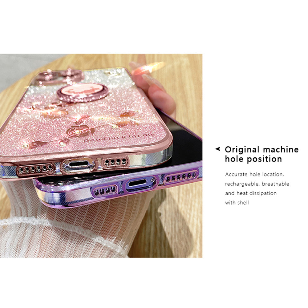 KADEM TPU Case for Xiaomi Redmi Note 12 Pro 5G / 12 Pro+ 5G Electroplating Glitter Gradient Rhinestone Flower Kickstand Phone Cover