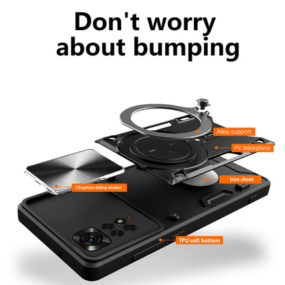 For Xiaomi Redmi Note 11 Pro 4G (MediaTek) / 5G (Qualcomm) / Note 11E Pro 5G / Note 11 Pro+ 5G (India) Kickstand TPU PC Phone Case with Slide Lens Cover