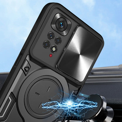 For Xiaomi Redmi Note 11 Pro 4G (MediaTek) / 5G (Qualcomm) / Note 11E Pro 5G / Note 11 Pro+ 5G (India) Kickstand TPU PC Phone Case with Slide Lens Cover