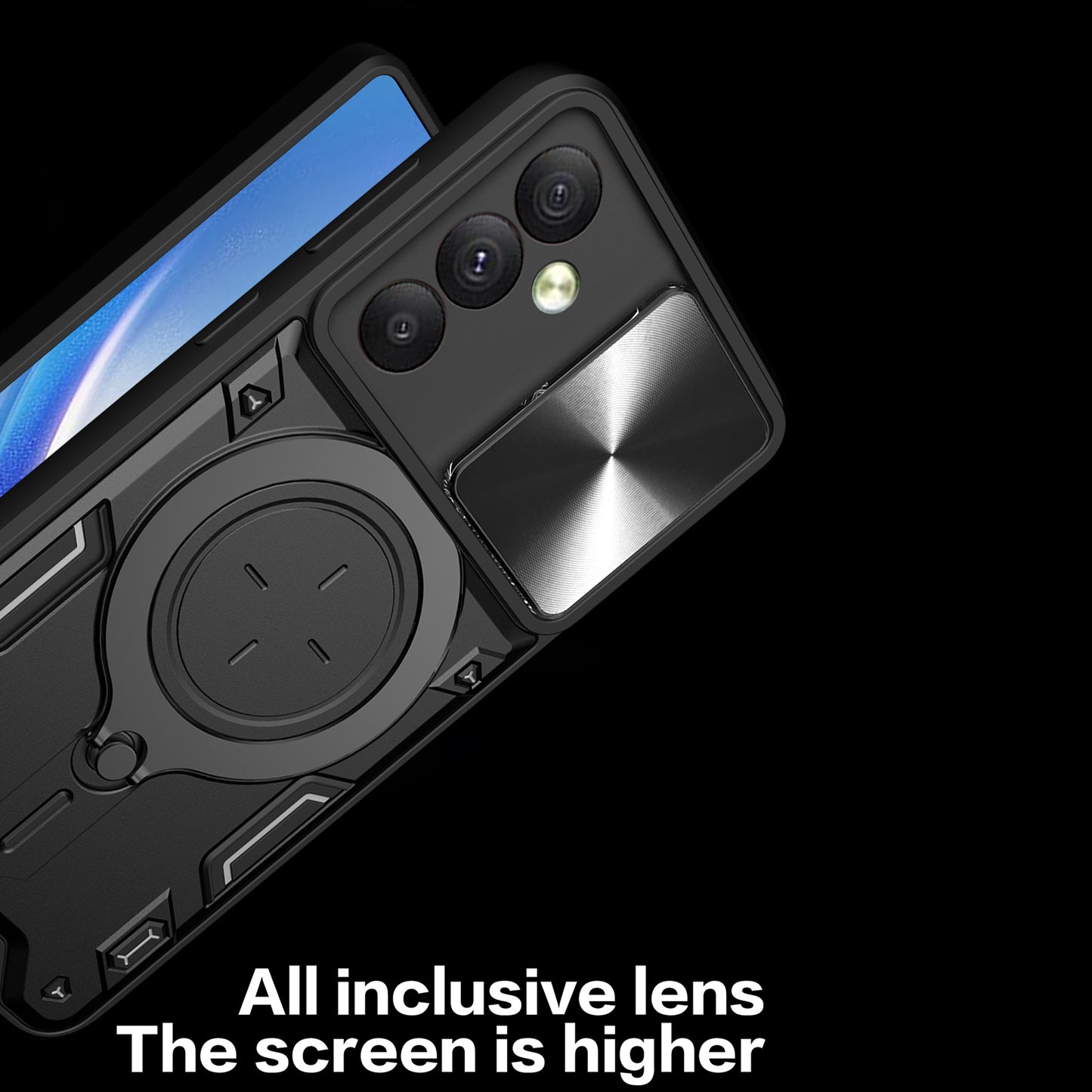 TPU PC Phone Case for Samsung Galaxy A34 5G Kickstand Shockproof Phone Shell with Slide Lens Cover