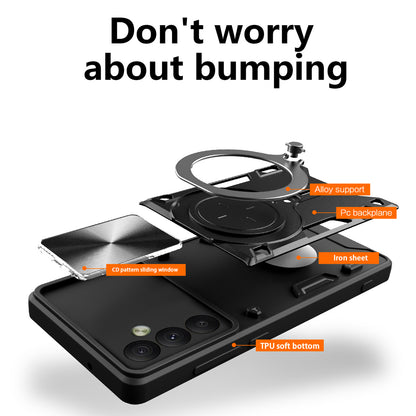 TPU PC Phone Case for Samsung Galaxy A34 5G Kickstand Shockproof Phone Shell with Slide Lens Cover