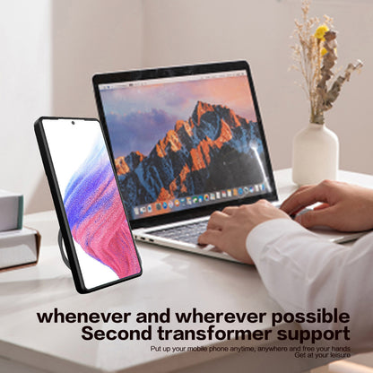 For Samsung Galaxy A53 5G TPU+PC Phone Case Kickstand Shockproof Cover with Slide Camera Lens Protector