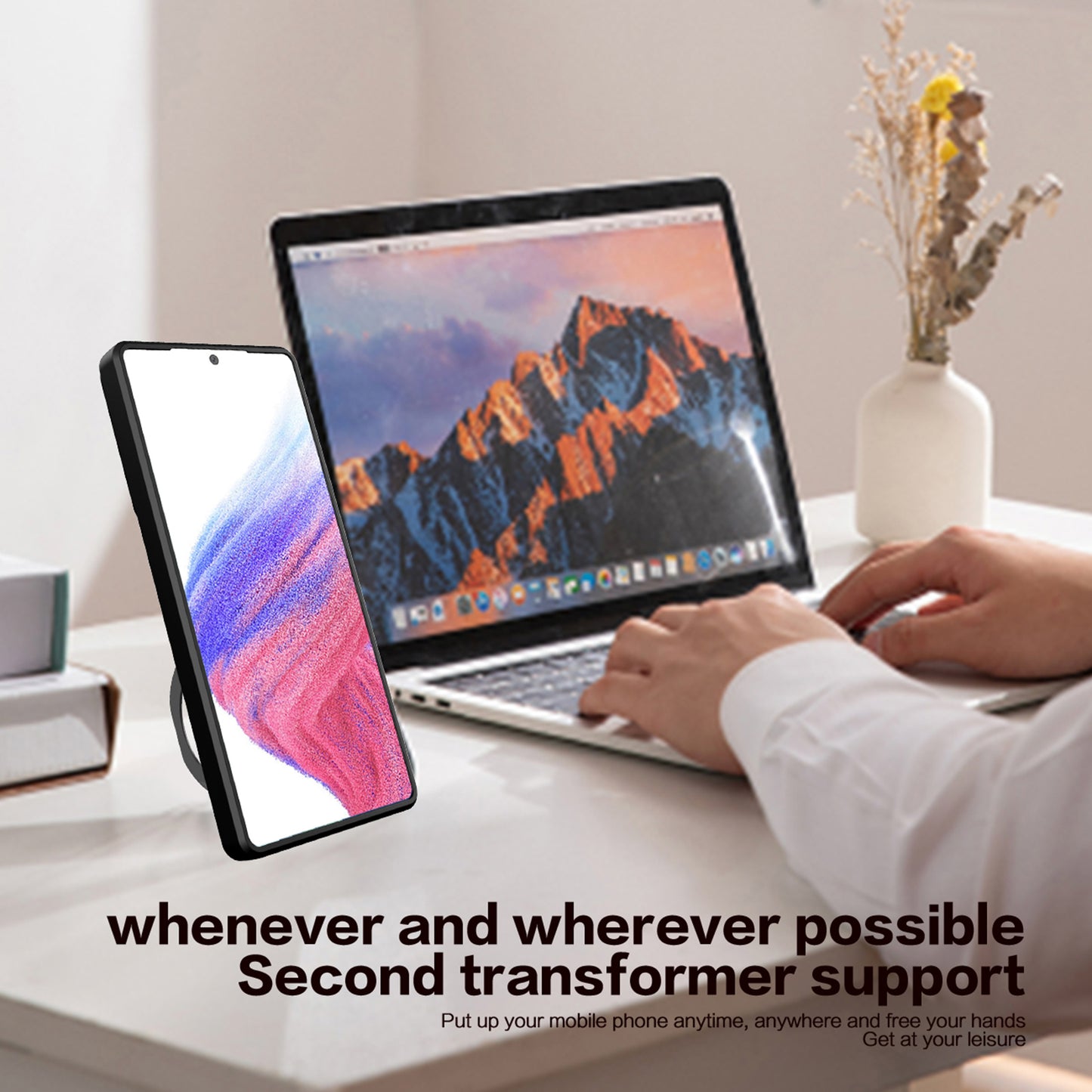 For Samsung Galaxy A53 5G TPU+PC Phone Case Kickstand Shockproof Cover with Slide Camera Lens Protector