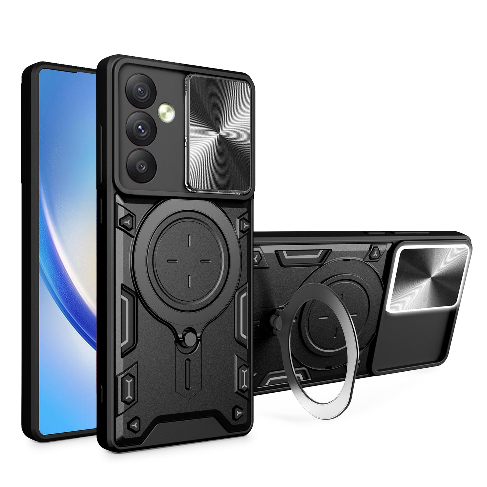 For Samsung Galaxy A54 5G Slide Lens Protection Phone Case TPU+PC Kickstand Cover