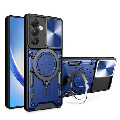 For Samsung Galaxy A54 5G Slide Lens Protection Phone Case TPU+PC Kickstand Cover