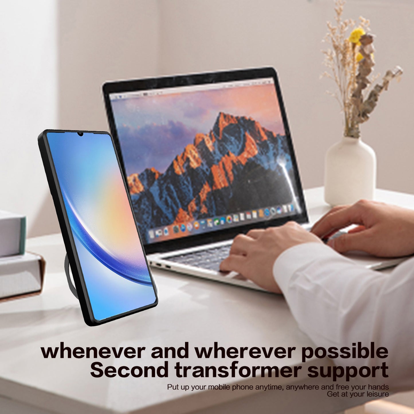 For Samsung Galaxy A54 5G Slide Lens Protection Phone Case TPU+PC Kickstand Cover