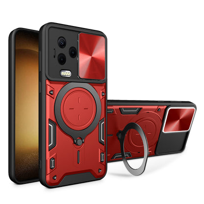 Kickstand Phone Case for Infinix Note 12 (2023) 4G / Note 12 Pro 4G , Impact-Resistant TPU+PC Cover with Slide Lens Window