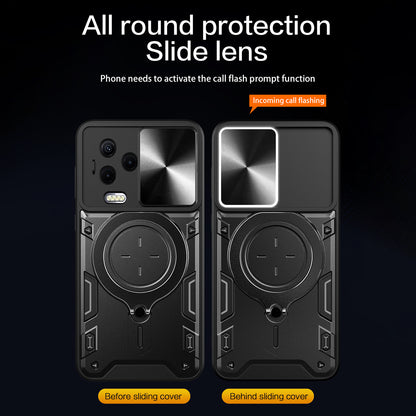 Kickstand Phone Case for Infinix Note 12 (2023) 4G / Note 12 Pro 4G , Impact-Resistant TPU+PC Cover with Slide Lens Window