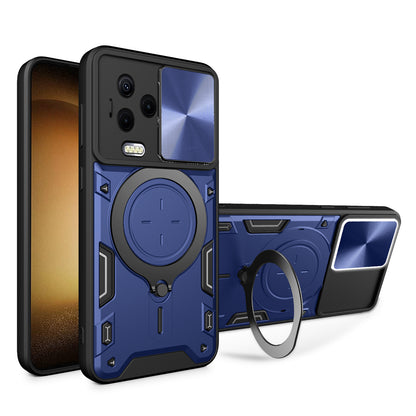 Kickstand Phone Case for Infinix Note 12 (2023) 4G / Note 12 Pro 4G , Impact-Resistant TPU+PC Cover with Slide Lens Window