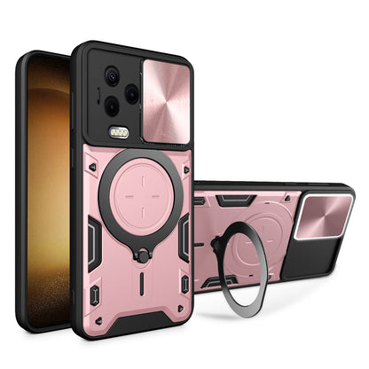 Kickstand Phone Case for Infinix Note 12 (2023) 4G / Note 12 Pro 4G , Impact-Resistant TPU+PC Cover with Slide Lens Window