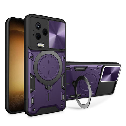 Kickstand Phone Case for Infinix Note 12 (2023) 4G / Note 12 Pro 4G , Impact-Resistant TPU+PC Cover with Slide Lens Window