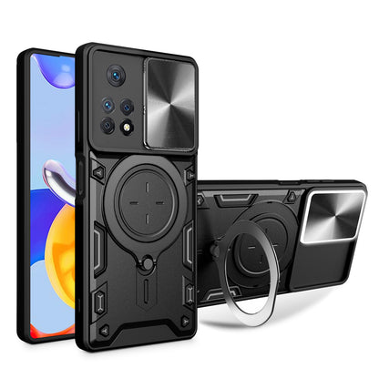 Phone Case for Xiaomi Redmi Note 11 Pro 4G (MediaTek) / Note 11 Pro 5G (Qualcomm) / Note 11E Pro 5G / Note 11 Pro+ 5G (India) , Slide Lens Protection TPU+PC Kickstand Cover