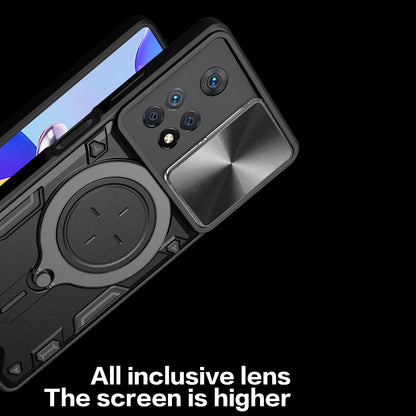 Phone Case for Xiaomi Redmi Note 11 Pro 4G (MediaTek) / Note 11 Pro 5G (Qualcomm) / Note 11E Pro 5G / Note 11 Pro+ 5G (India) , Slide Lens Protection TPU+PC Kickstand Cover