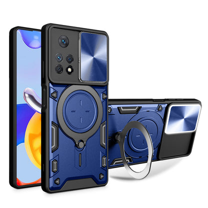 Phone Case for Xiaomi Redmi Note 11 Pro 4G (MediaTek) / Note 11 Pro 5G (Qualcomm) / Note 11E Pro 5G / Note 11 Pro+ 5G (India) , Slide Lens Protection TPU+PC Kickstand Cover