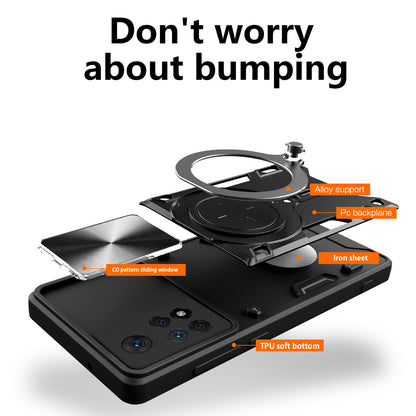 Phone Case for Xiaomi Redmi Note 11 Pro 4G (MediaTek) / Note 11 Pro 5G (Qualcomm) / Note 11E Pro 5G / Note 11 Pro+ 5G (India) , Slide Lens Protection TPU+PC Kickstand Cover