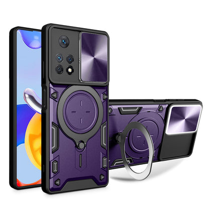 Phone Case for Xiaomi Redmi Note 11 Pro 4G (MediaTek) / Note 11 Pro 5G (Qualcomm) / Note 11E Pro 5G / Note 11 Pro+ 5G (India) , Slide Lens Protection TPU+PC Kickstand Cover