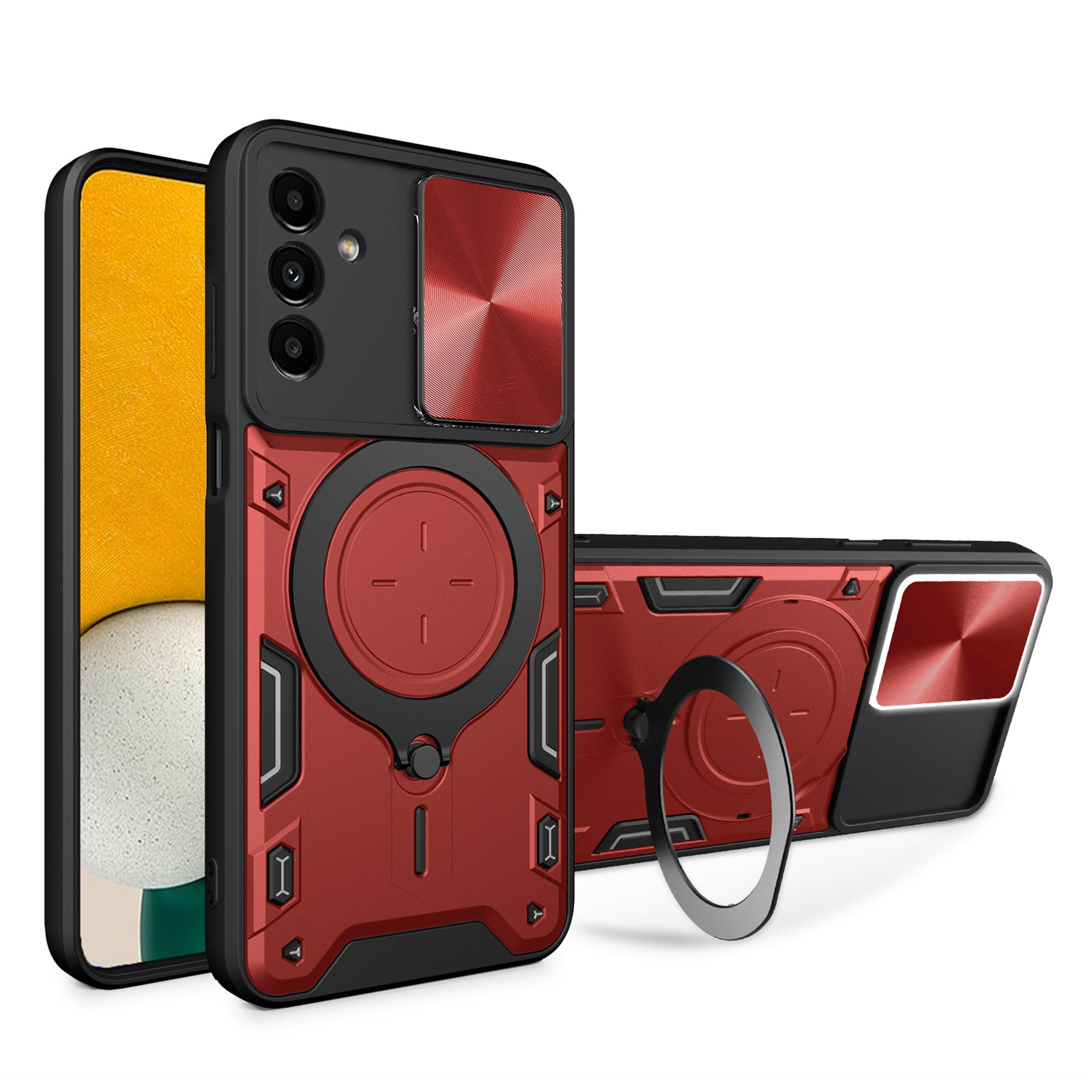 Kickstand Back Cover for Samsung Galaxy A13 5G / A04s 4G (164.7 x 76.7 x 9.1 mm) , TPU+PC Slide Lens Protection Phone Case