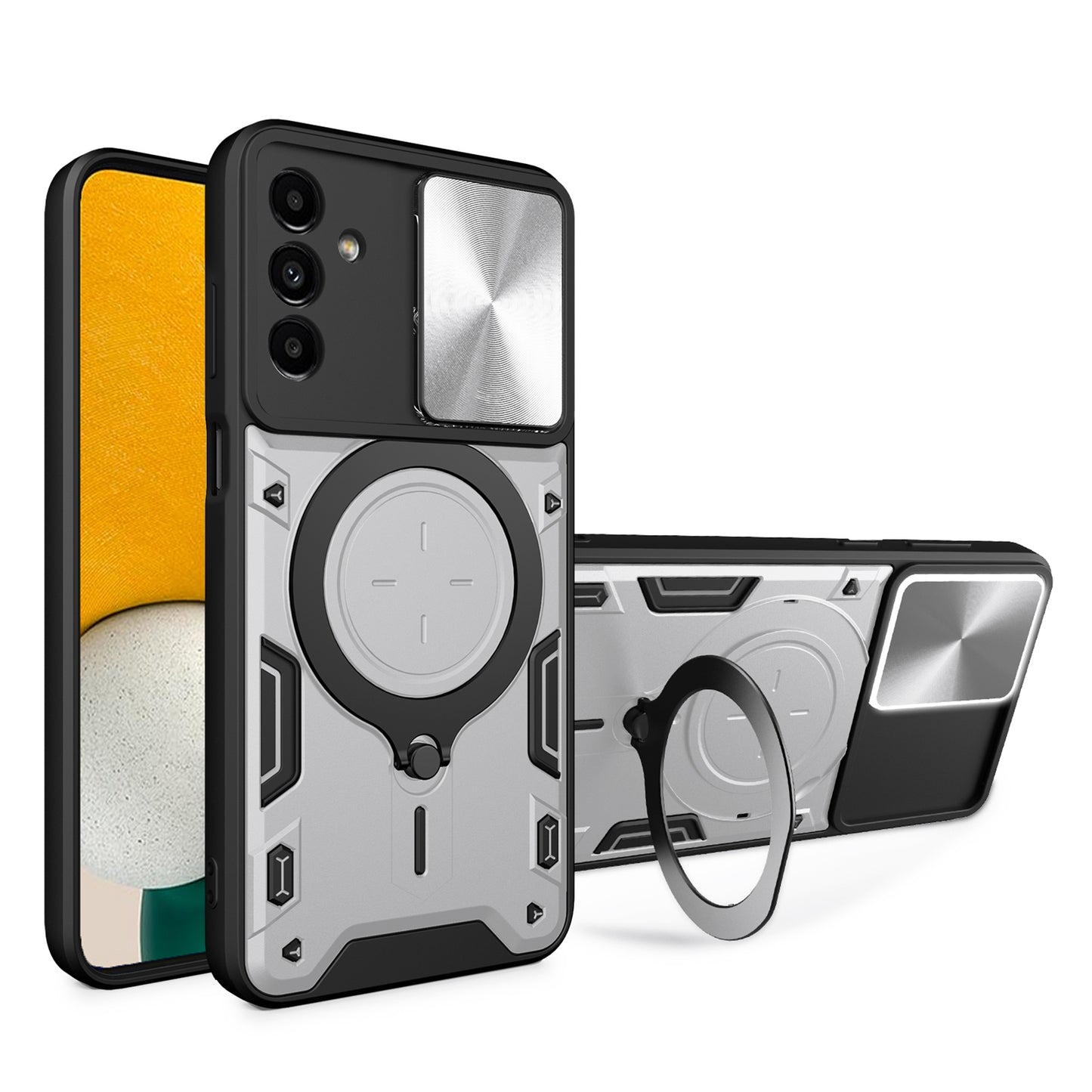 Kickstand Back Cover for Samsung Galaxy A13 5G / A04s 4G (164.7 x 76.7 x 9.1 mm) , TPU+PC Slide Lens Protection Phone Case