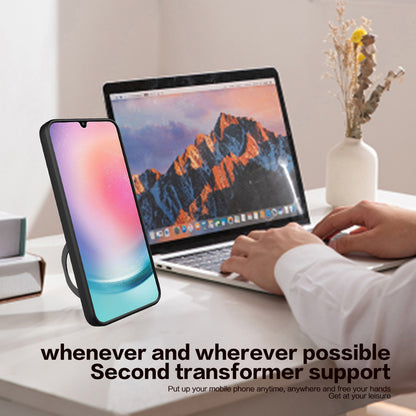 For Samsung Galaxy A24 4G Rotating Kickstand Cover TPU+PC Phone Case with Slide Camera Lens Protector