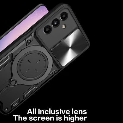 For Samsung Galaxy A24 4G Rotating Kickstand Cover TPU+PC Phone Case with Slide Camera Lens Protector