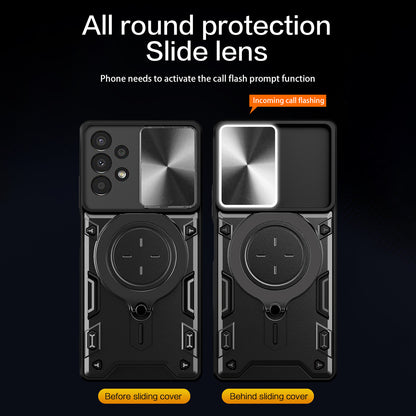 Kickstand Phone Case for Samsung Galaxy A13 4G Slide Lens Protection TPU+PC Back Cover