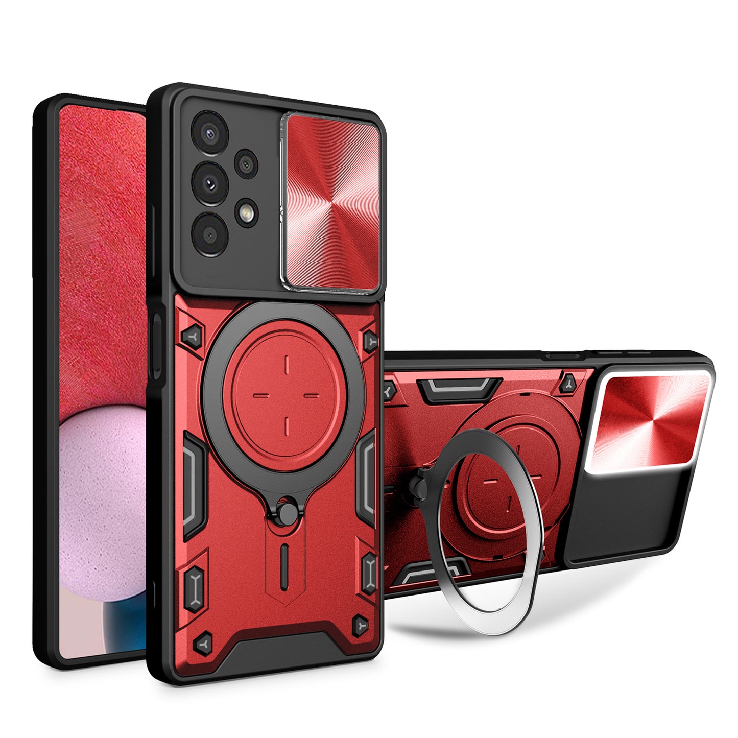 Kickstand Phone Case for Samsung Galaxy A13 4G Slide Lens Protection TPU+PC Back Cover