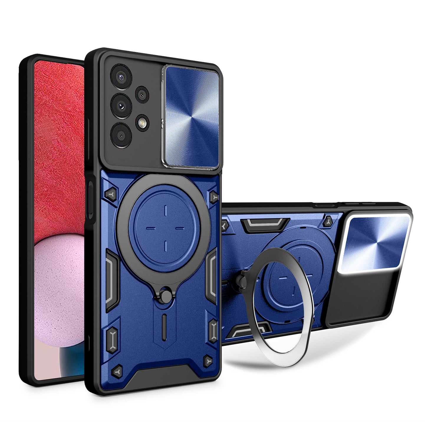 Kickstand Phone Case for Samsung Galaxy A13 4G Slide Lens Protection TPU+PC Back Cover