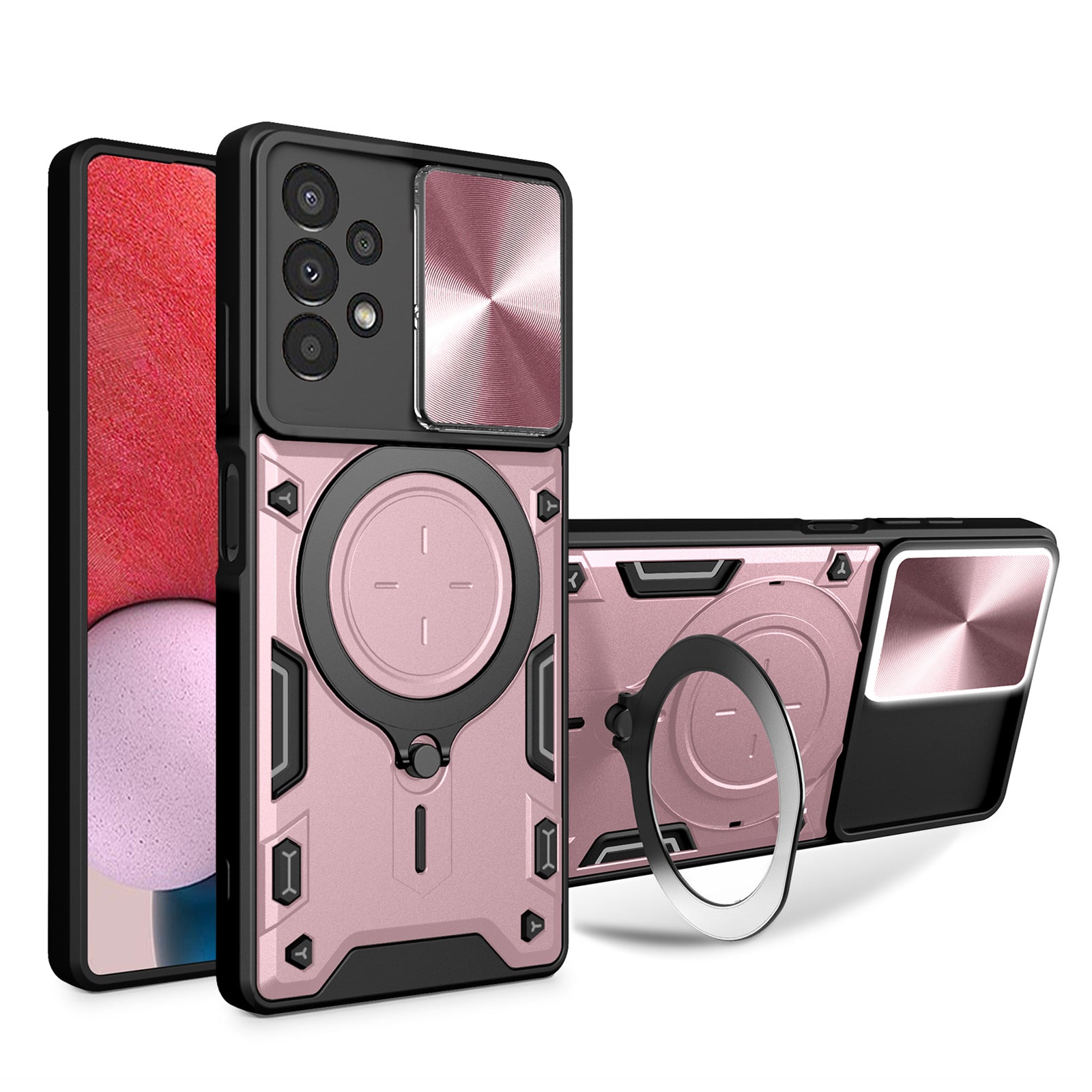 Kickstand Phone Case for Samsung Galaxy A13 4G Slide Lens Protection TPU+PC Back Cover