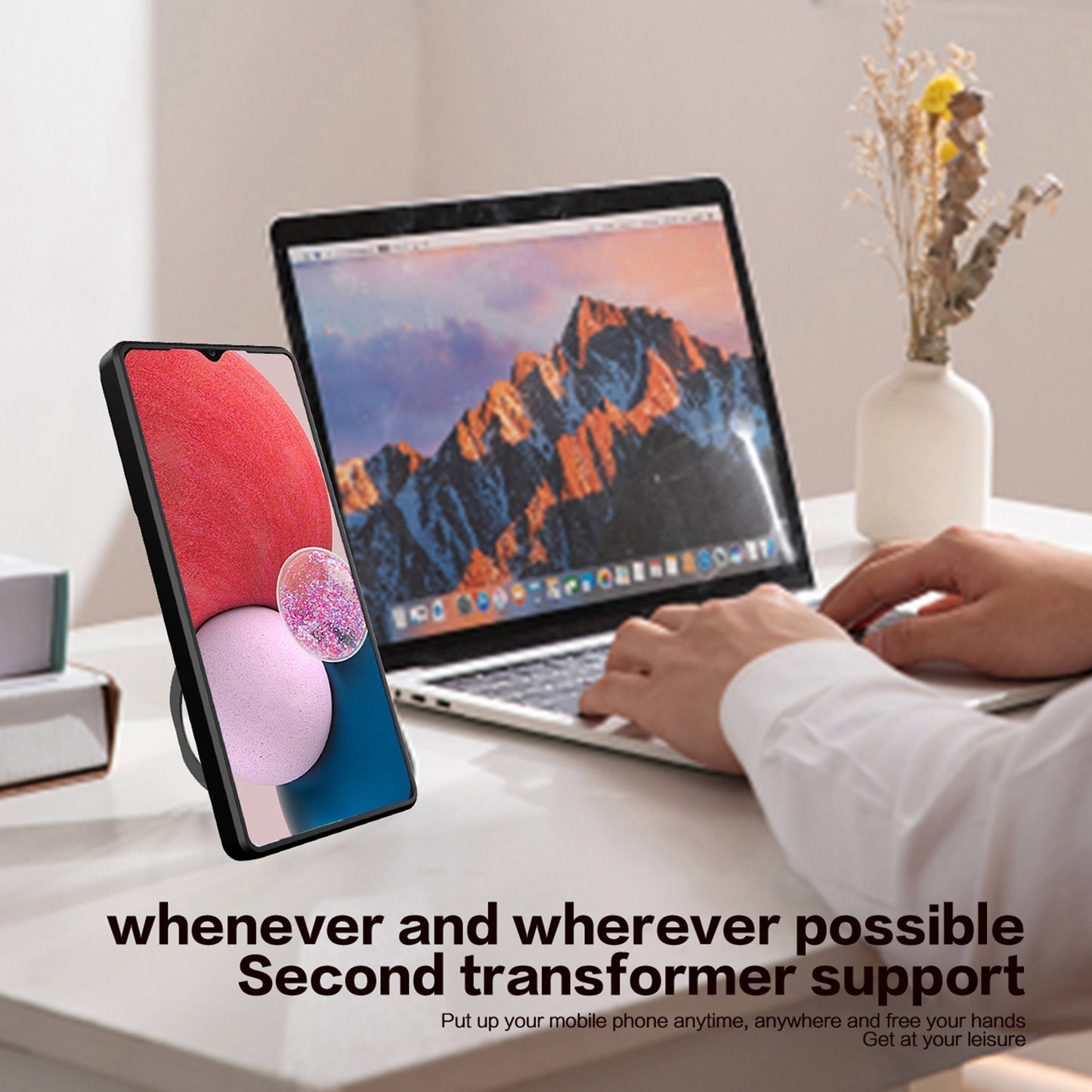 Kickstand Phone Case for Samsung Galaxy A13 4G Slide Lens Protection TPU+PC Back Cover