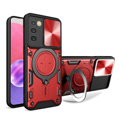TPU+PC Phone Case for Samsung Galaxy A03s (166.5 x 75.98 x 9.14mm) Slide Lens Protection Kickstand Cover