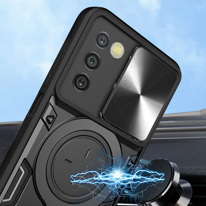 TPU+PC Phone Case for Samsung Galaxy A03s (166.5 x 75.98 x 9.14mm) Slide Lens Protection Kickstand Cover