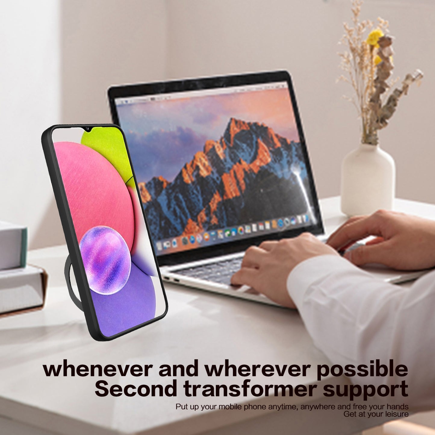 TPU+PC Phone Case for Samsung Galaxy A03s (166.5 x 75.98 x 9.14mm) Slide Lens Protection Kickstand Cover