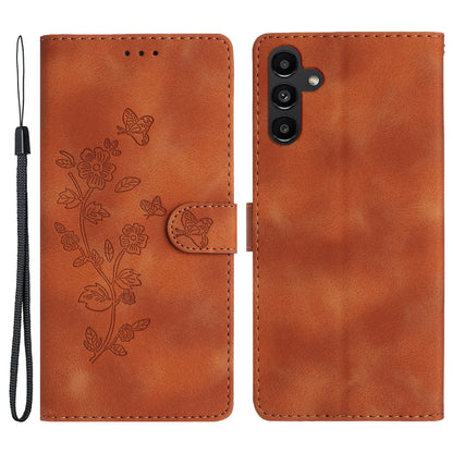 For Samsung Galaxy A14 5G Flower Imprinted Phone Case Leather Wallet Flip Stand Cover
