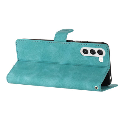 For Samsung Galaxy S23 Flip Stand Phone Case Flower Imprinted PU Leather Wallet Cover