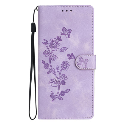 For Samsung Galaxy S23 Flip Stand Phone Case Flower Imprinted PU Leather Wallet Cover