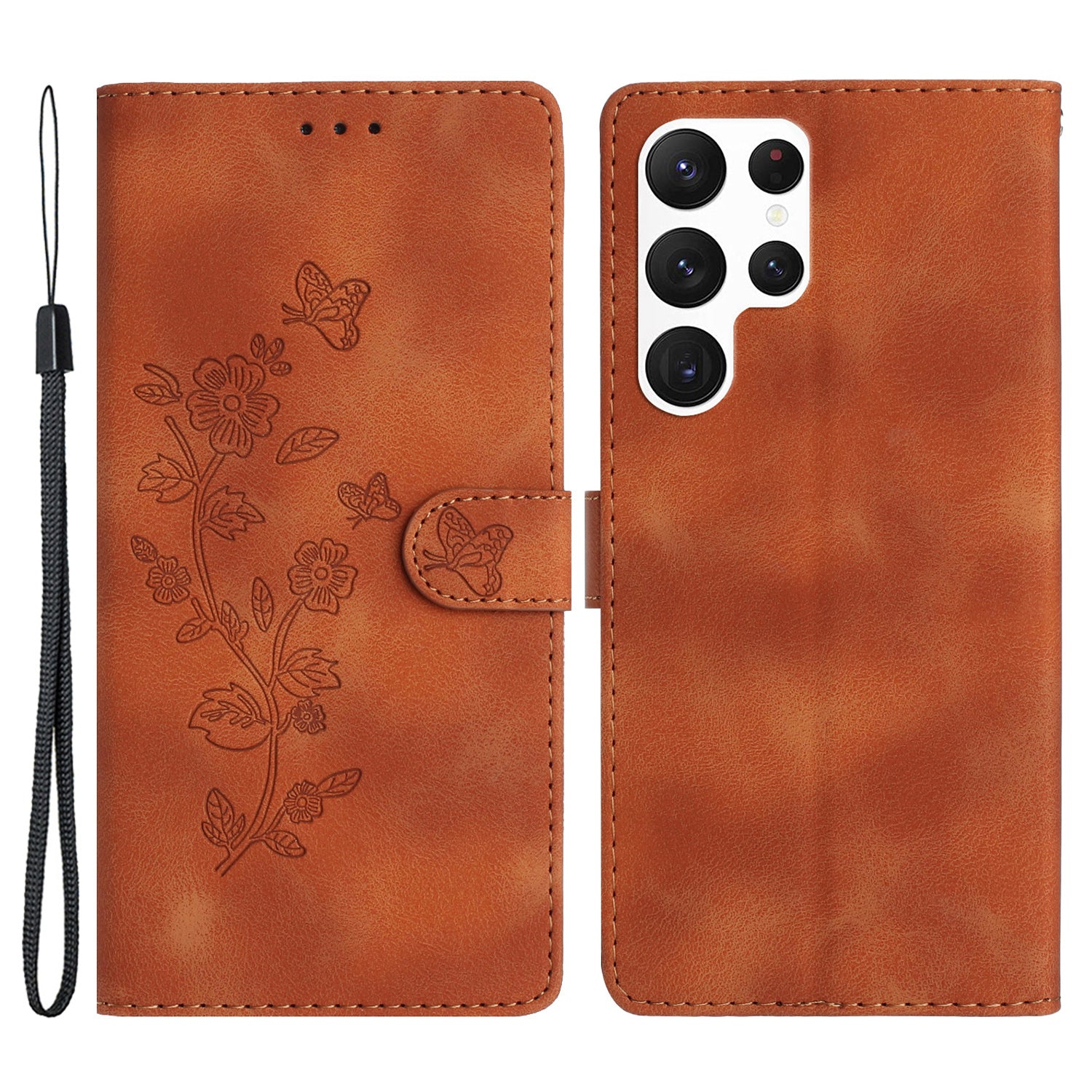 For Samsung Galaxy S23 Ultra Flower Imprinted Leather Phone Case Anti-drop Wallet Stand Cover