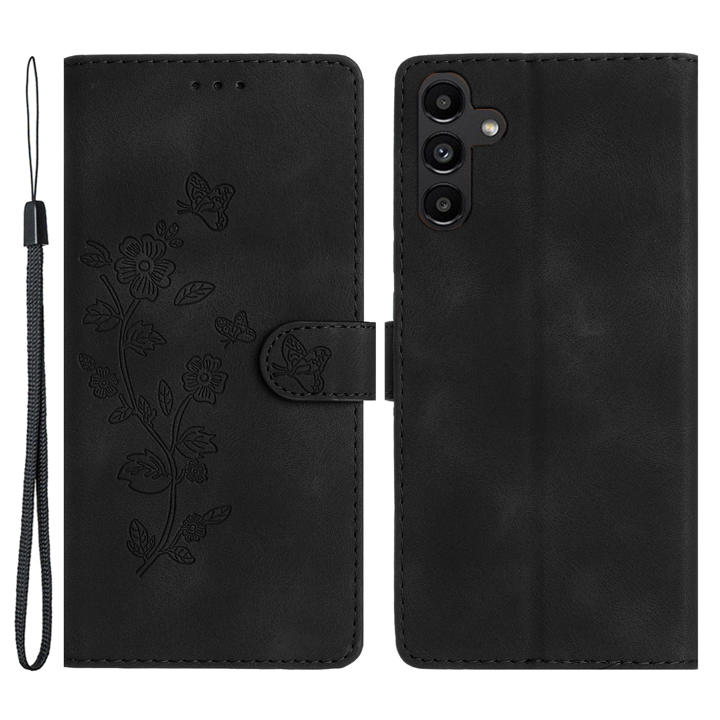 For Samsung Galaxy A34 5G PU Leather Stand Phone Case Flower Imprinted Wallet Cover