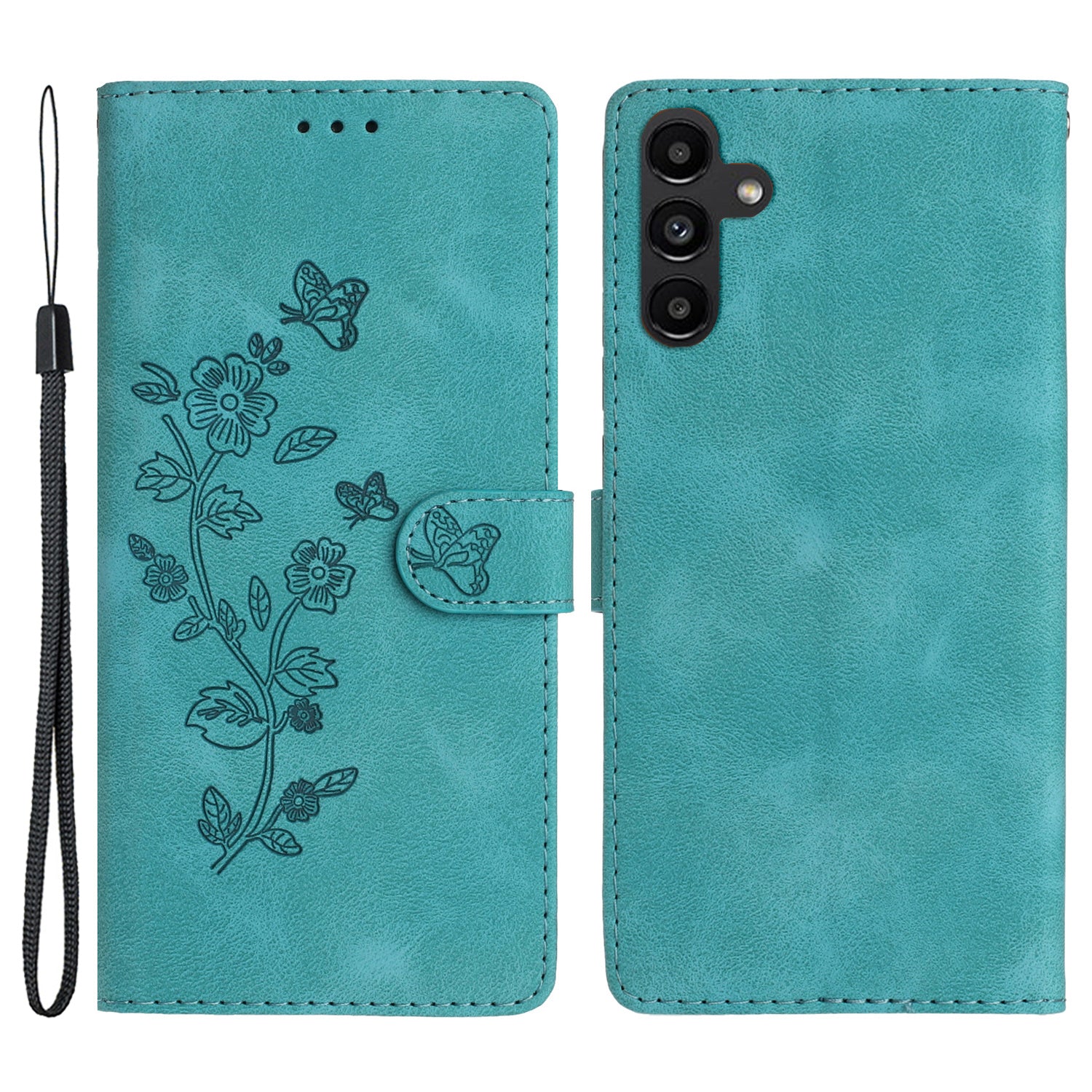 For Samsung Galaxy A34 5G PU Leather Stand Phone Case Flower Imprinted Wallet Cover