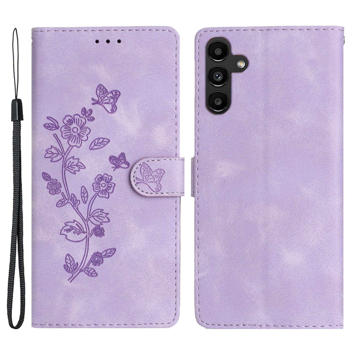 For Samsung Galaxy A34 5G PU Leather Stand Phone Case Flower Imprinted Wallet Cover