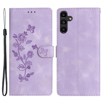 For Samsung Galaxy A34 5G PU Leather Stand Phone Case Flower Imprinted Wallet Cover