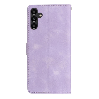 For Samsung Galaxy A34 5G PU Leather Stand Phone Case Flower Imprinted Wallet Cover
