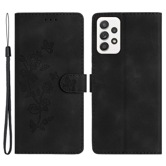 For Samsung Galaxy A23 5G (Global Version) / A23 4G Flower Imprint Phone Cover Leather Wallet Stand Case