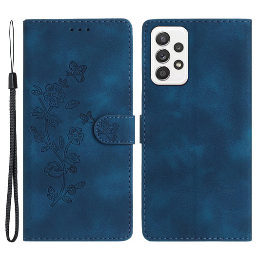 For Samsung Galaxy A23 5G (Global Version) / A23 4G Flower Imprint Phone Cover Leather Wallet Stand Case