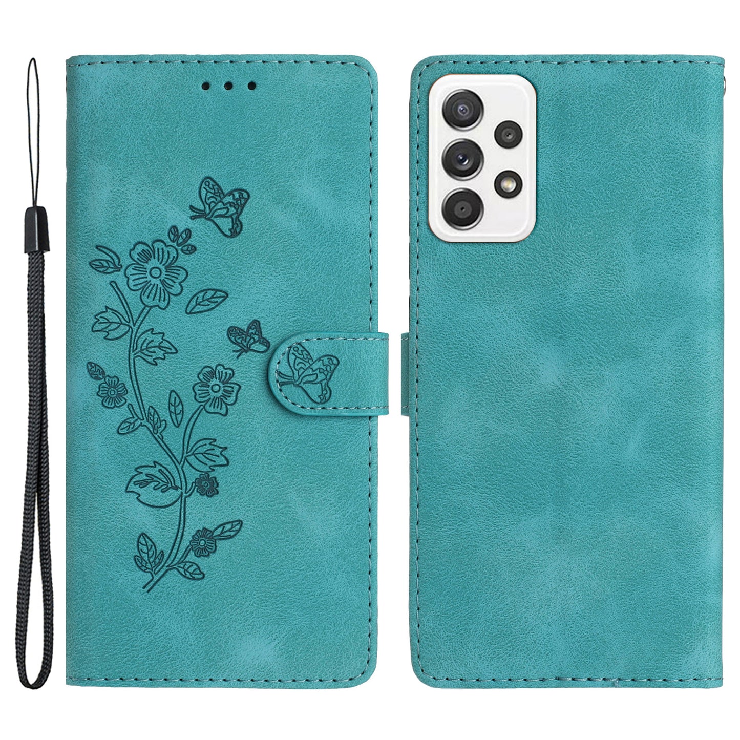 For Samsung Galaxy A23 5G (Global Version) / A23 4G Flower Imprint Phone Cover Leather Wallet Stand Case