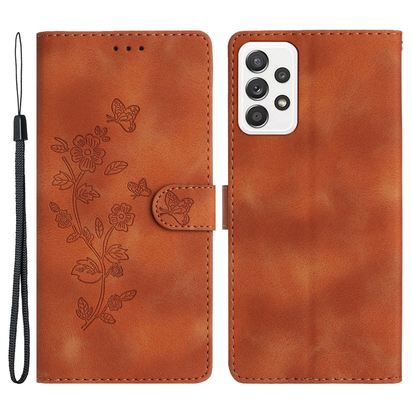 For Samsung Galaxy A23 5G (Global Version) / A23 4G Flower Imprint Phone Cover Leather Wallet Stand Case
