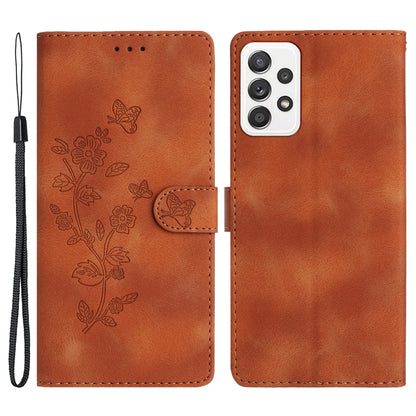 For Samsung Galaxy A23 5G (Global Version) / A23 4G Flower Imprint Phone Cover Leather Wallet Stand Case