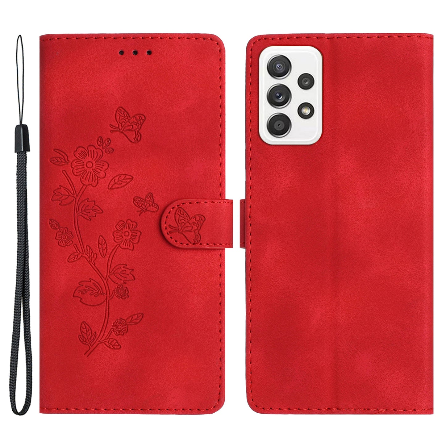 For Samsung Galaxy A23 5G (Global Version) / A23 4G Flower Imprint Phone Cover Leather Wallet Stand Case