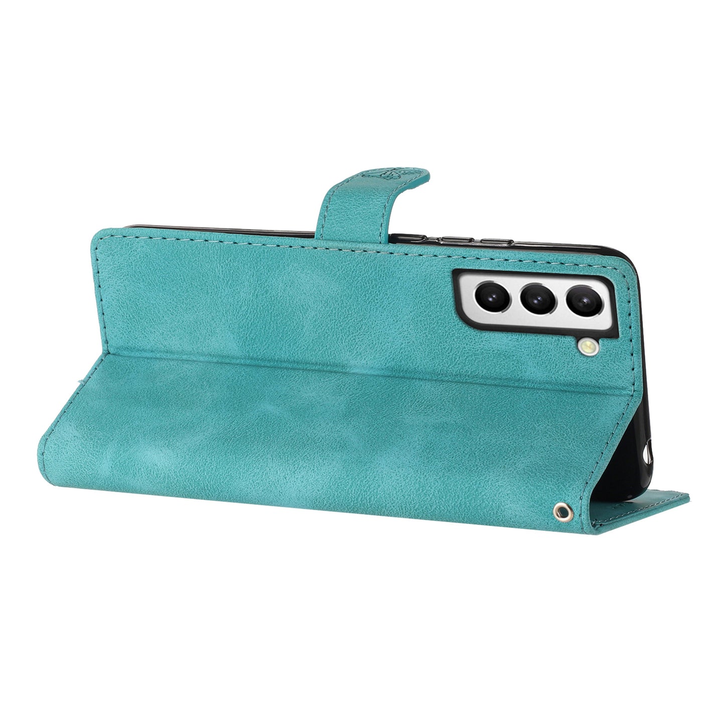 For Samsung Galaxy S22 5G Leather Flower Imprinted Phone Case Shockproof Wallet Stand Cover