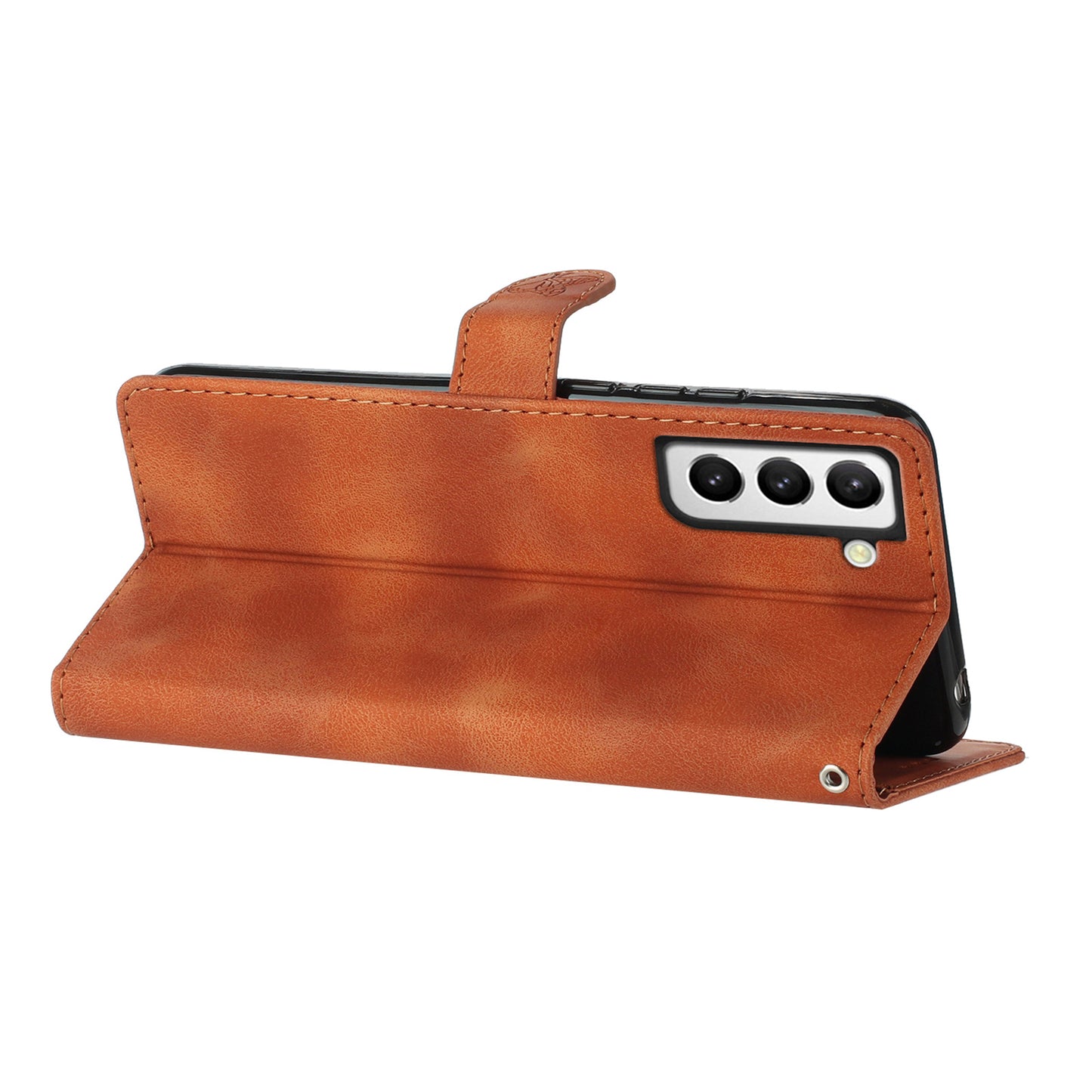 For Samsung Galaxy S22 5G Leather Flower Imprinted Phone Case Shockproof Wallet Stand Cover